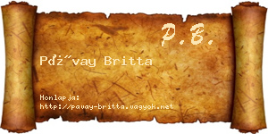Pávay Britta névjegykártya